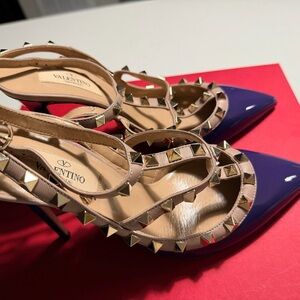 Valentino Garavani Purple and Tan Studded Heels